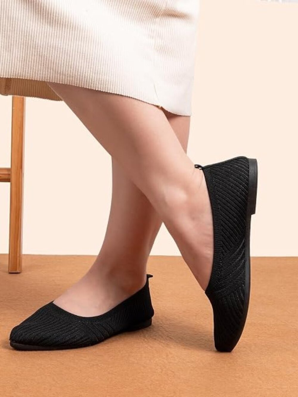 Knit Pointed Toe Flats